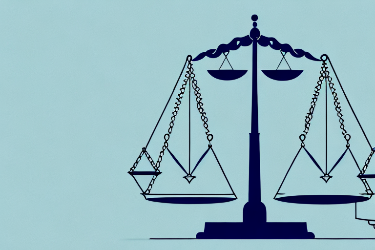 A symbolic balance scale with a marriage ring on one side and legal documents on the other