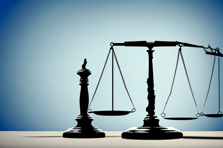 A balanced scale with a gavel on one side and a heart on the other