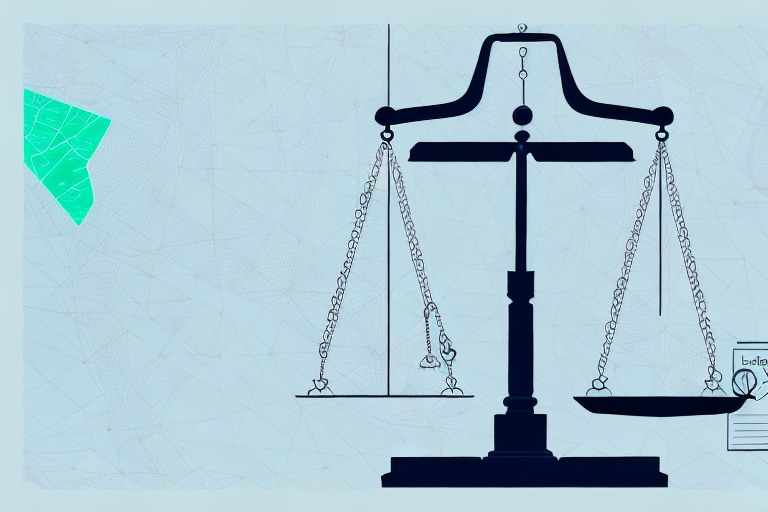 A symbolic balance scale with legal documents on one side and a map of orland park on the other