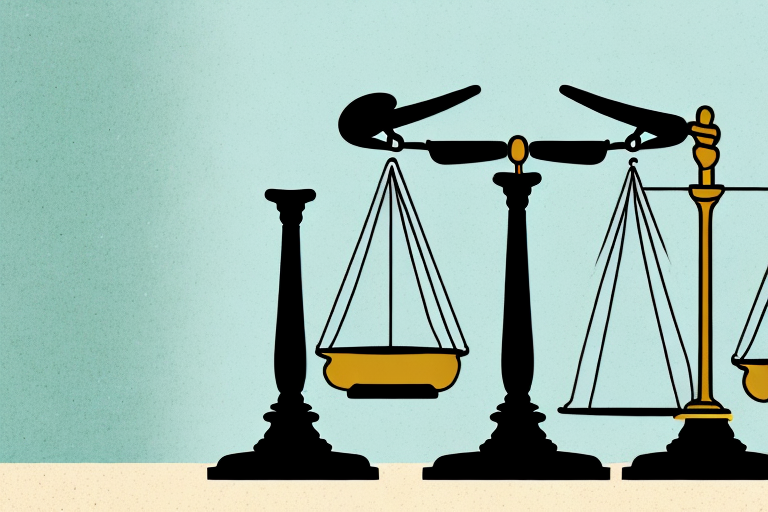 A balanced scale with a gavel on one side and a map of cumming