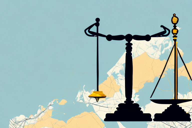 A balanced scale on top of a map of anchorage