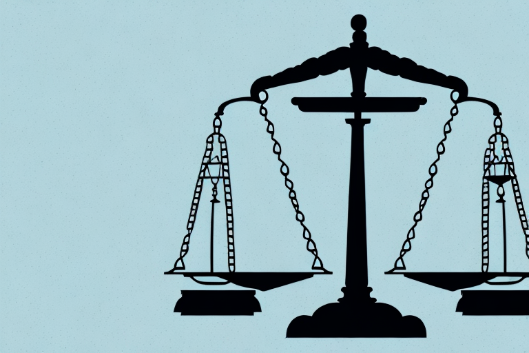A symbolic balance scale with a gavel on one side and the harrisburg