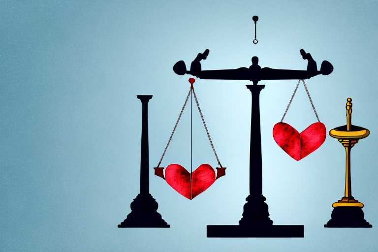 A symbolic scale balancing a heart and a gavel