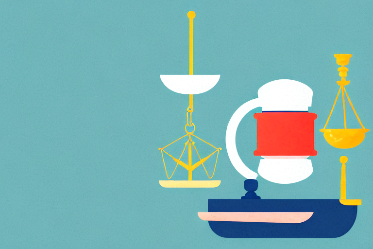 A capsized boat with a gavel and a set of legal scales floating nearby