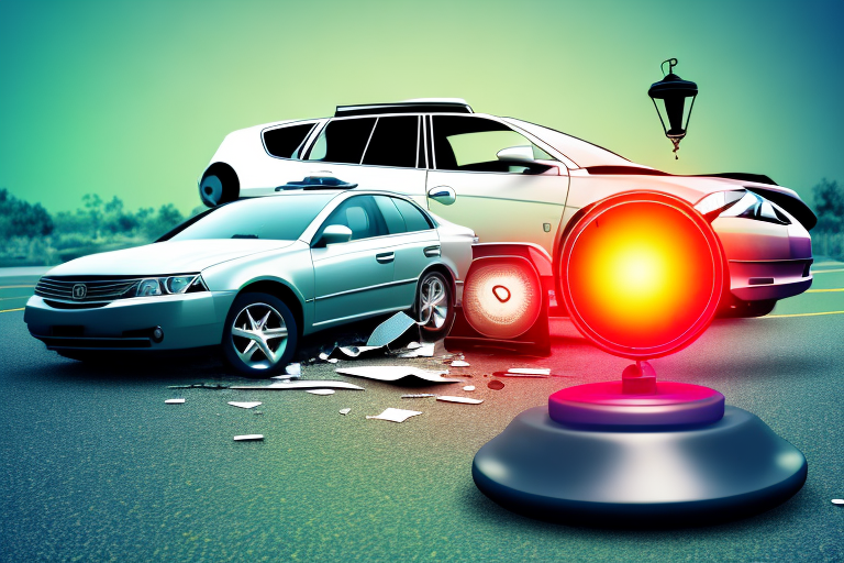 A car accident scene in temecula with a broken traffic light