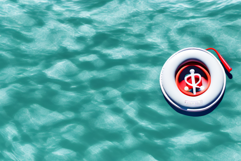 A lifebuoy floating on turbulent water