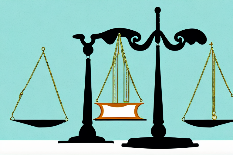 A symbolic balance scale with a palm tree on one side representing west palm beach and legal documents on the other side