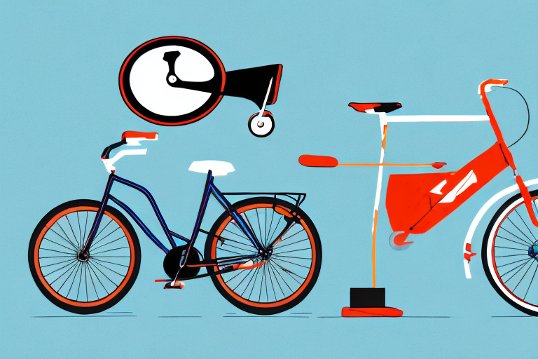 A bicycle lying on its side next to a gavel
