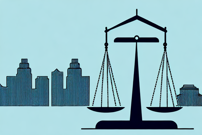 The salt lake city skyline with a symbolic balance scale in the foreground