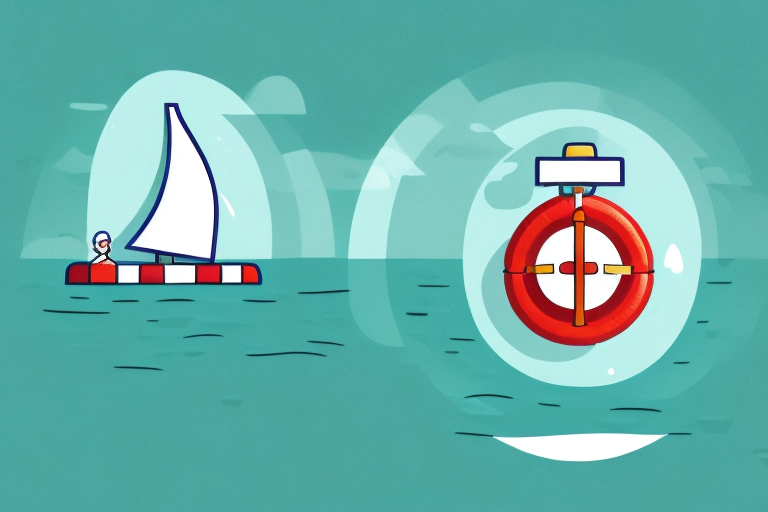 A sinking ship with a life buoy nearby