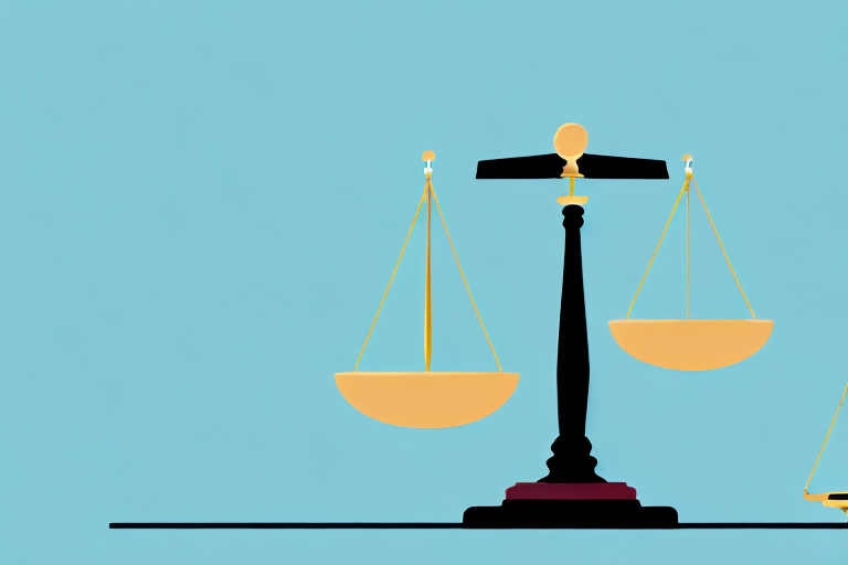 A balance scale where one side is outweighed by a car and the other side has a gavel