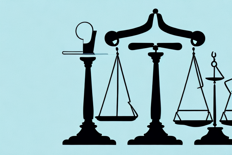 A balanced scale with a gavel on one side and a briefcase on the other