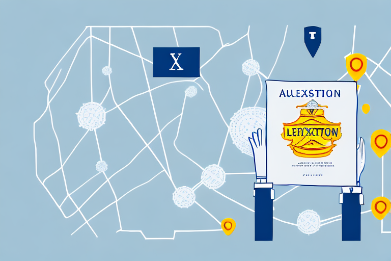 A map of lexington highlighting a symbolic law scale and a car crash icon