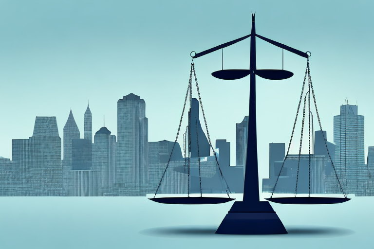 A balanced scale in the foreground