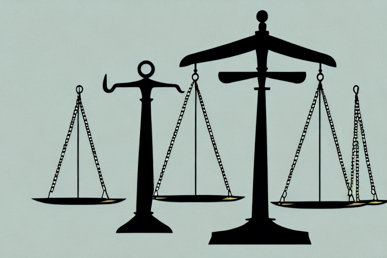 The scales of justice balanced on a georgia state outline