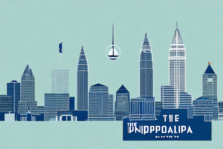 The indianapolis skyline with a balanced scale