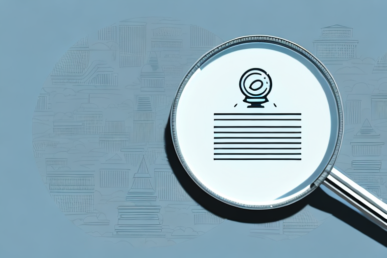 A magnifying glass hovering over a cityscape