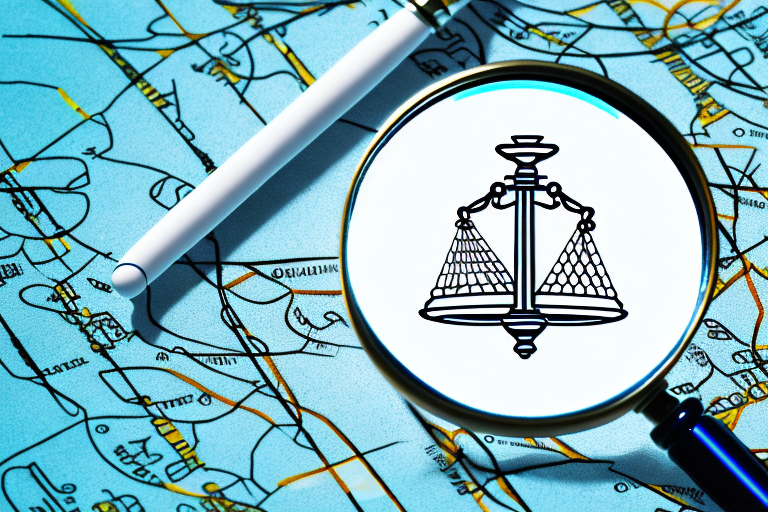 A magnifying glass hovering over a map