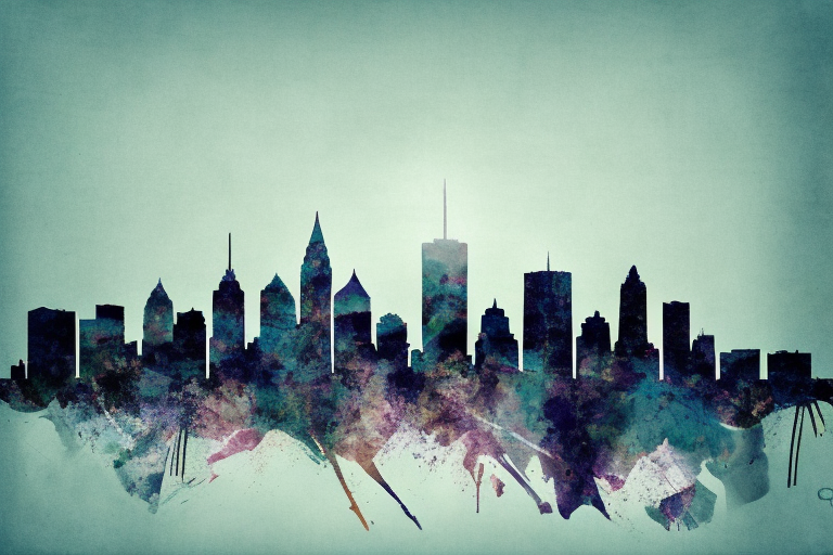 The iconic new orleans skyline with a balanced scale (symbolizing justice) superimposed over it