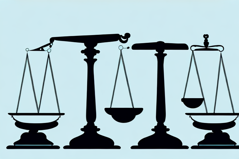 A balanced scale with a child's toy on one side and a gavel on the other