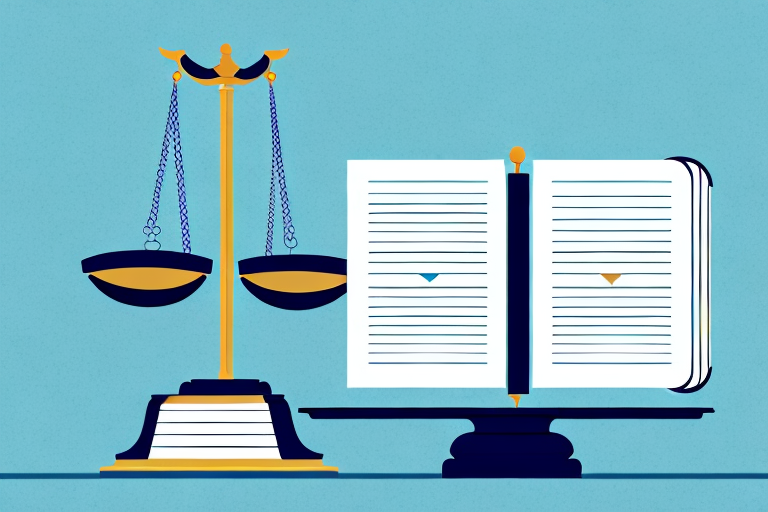 A balanced scale with a law book on one side and a professional license on the other