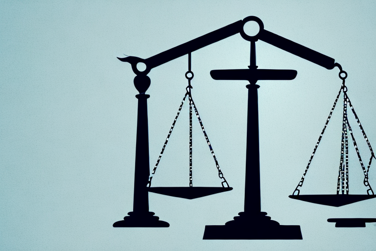 A balanced scale of justice placed on a roadmap