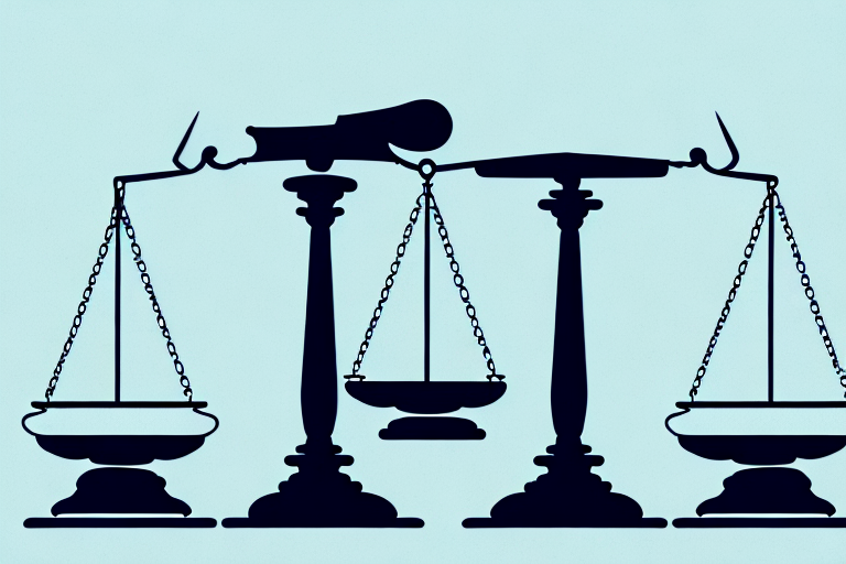 A balanced scale with a gavel on one side and a stack of bills on the other