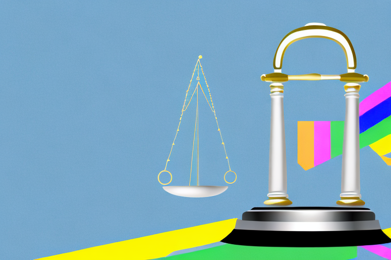 A balanced scale with a gavel on one side and a car with a broken headlight on the other