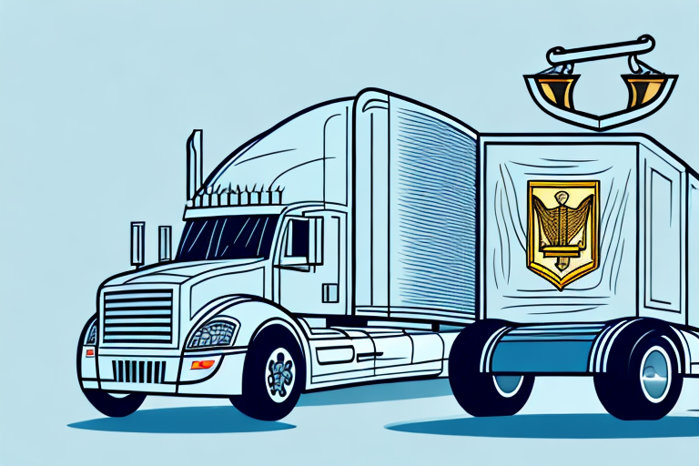 A semi-truck alongside a scale of justice
