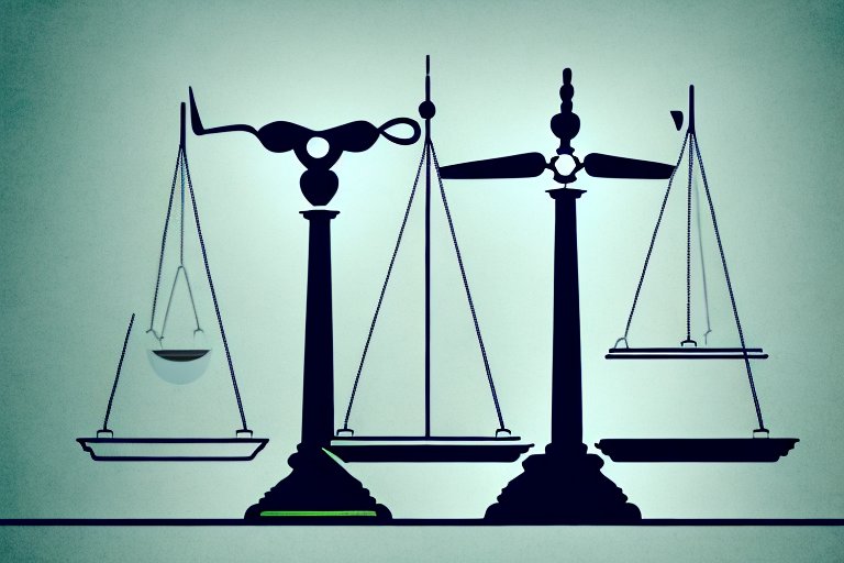 A balanced scale where on one side there are legal books and on the other side there's a wheelchair