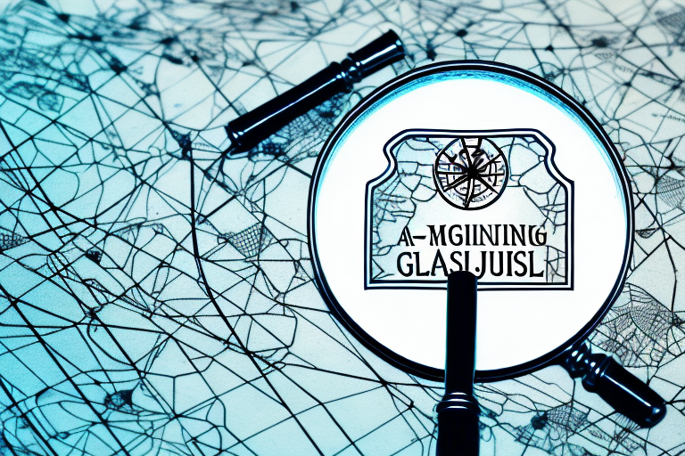 A magnifying glass hovering over a map