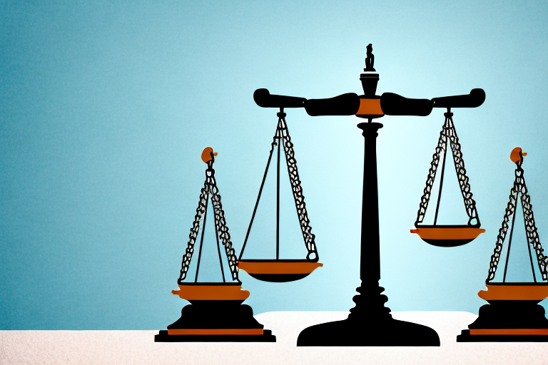 A balanced scale with a gavel on one side and the state of california on the other
