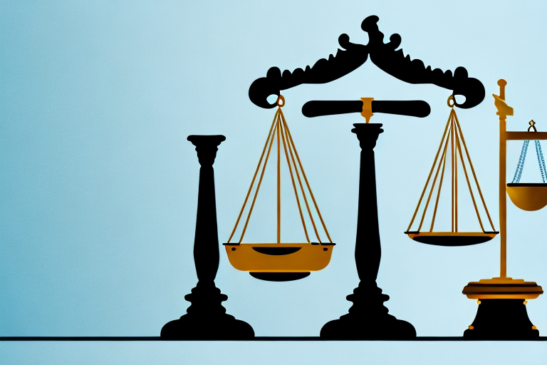 A scale balancing a briefcase (symbolizing employment) and a gavel (symbolizing law)