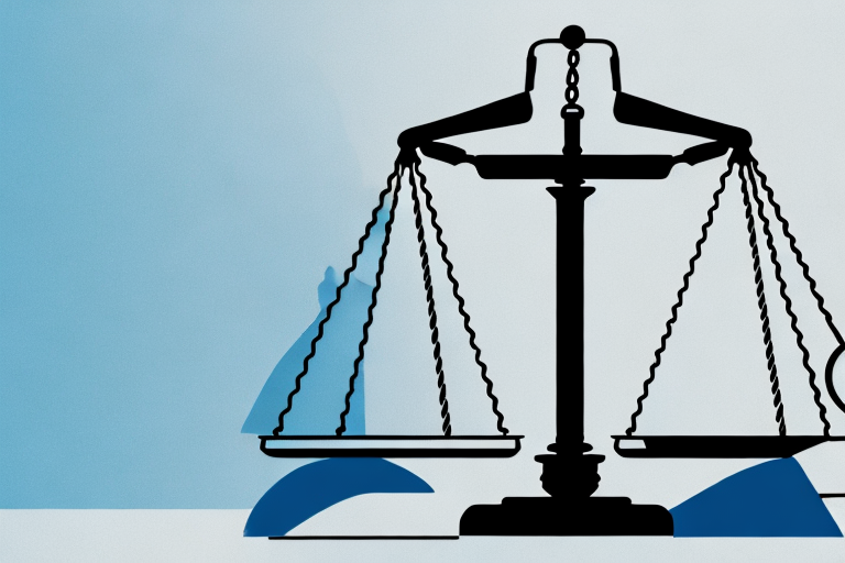 A balance scale where on one side there is a hard hat (symbolizing workplace safety) and on the other side there is a gavel (symbolizing legal action)
