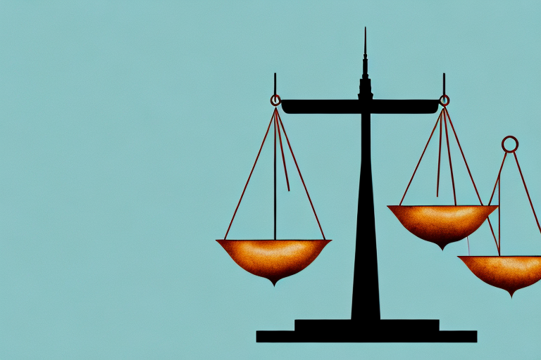 A balance scale with a briefcase on one side and the phoenix city skyline on the other