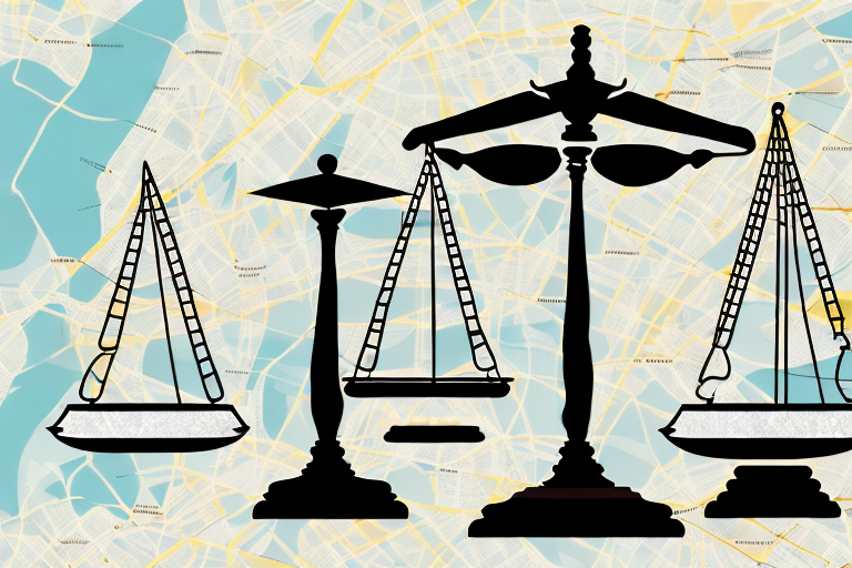 A balanced scale on top of a map highlighting richmond