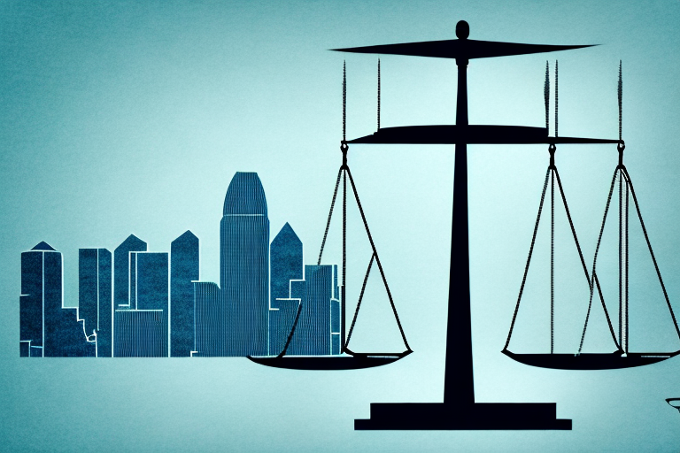 The scales of justice balanced on a briefcase