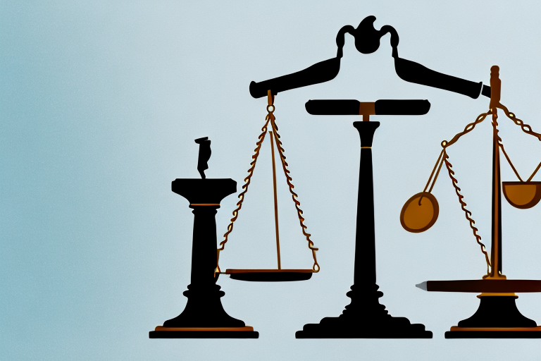 A balanced scale with a gavel on one side and a symbol of kentucky (like a horse or the state outline) on the other