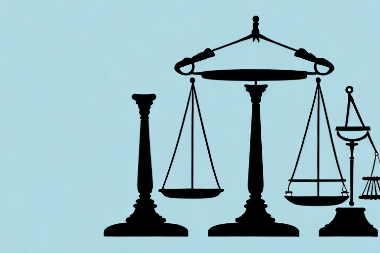 A balanced scale with a gavel on one side and a briefcase on the other