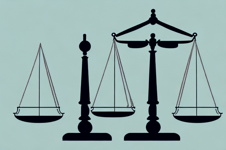 A balance scale where on one side there are legal documents and on the other side a symbolic representation of a job offer