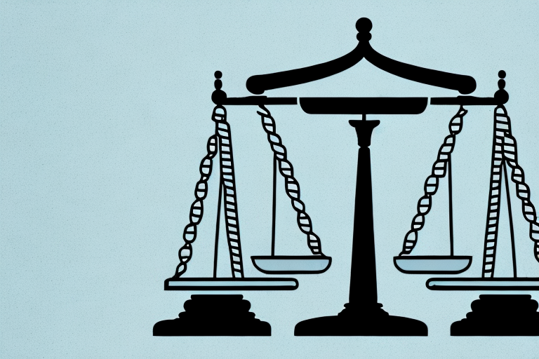 A balanced scale with a gavel on one side and a silhouette of boise city skyline on the other