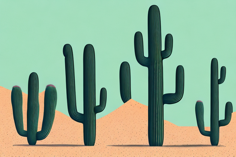A balanced scale on a desert landscape with cacti