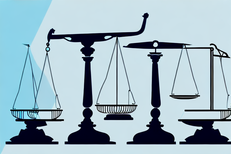 A balanced scale with a visa document on one side and a gavel on the other
