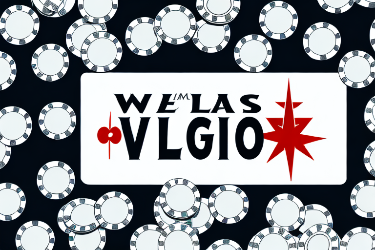 A balanced scale with a will on one side and iconic las vegas elements like the 'welcome to las vegas' sign