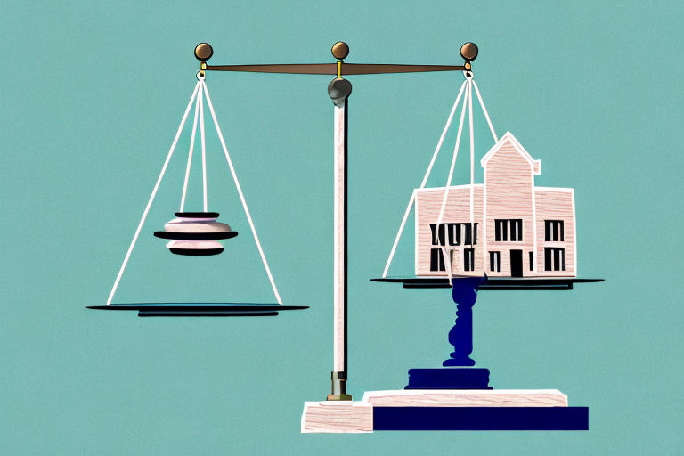 A balance scale with a house and a will on either side