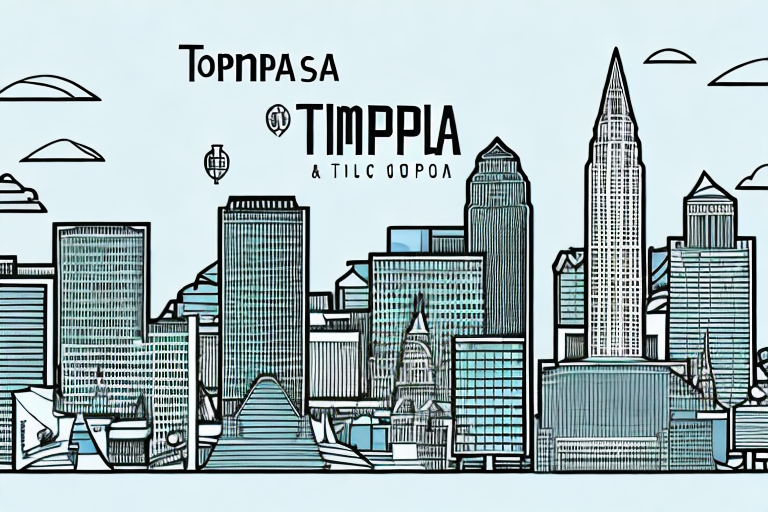 A detailed cityscape of tampa with notable landmarks