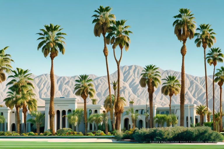 A serene palm desert landscape with a prominent