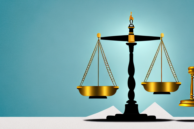 A symbolic balance scale with a house and a legal gavel on each side