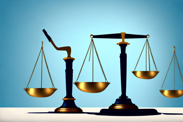 A symbolic balance scale where one side is weighted with a car and the other side with a gavel