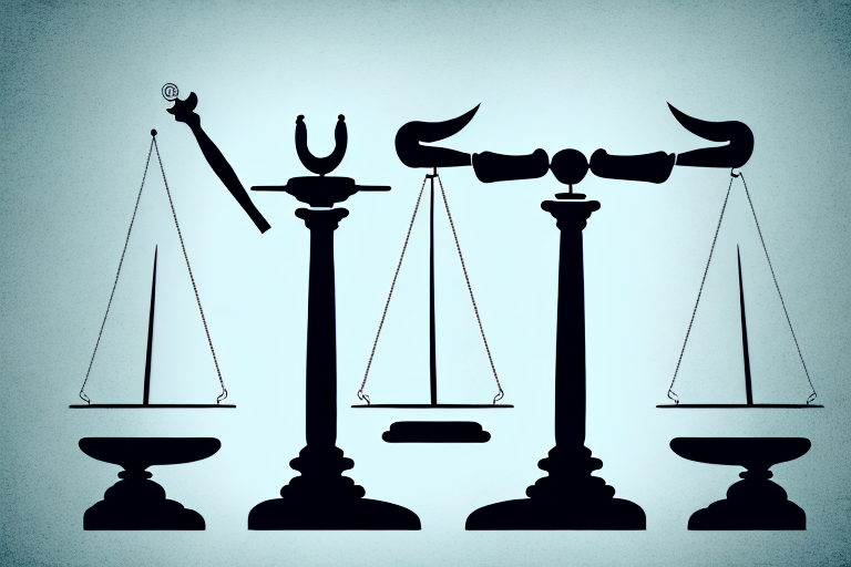 A balanced scale with a gavel on one side and a family tree on the other